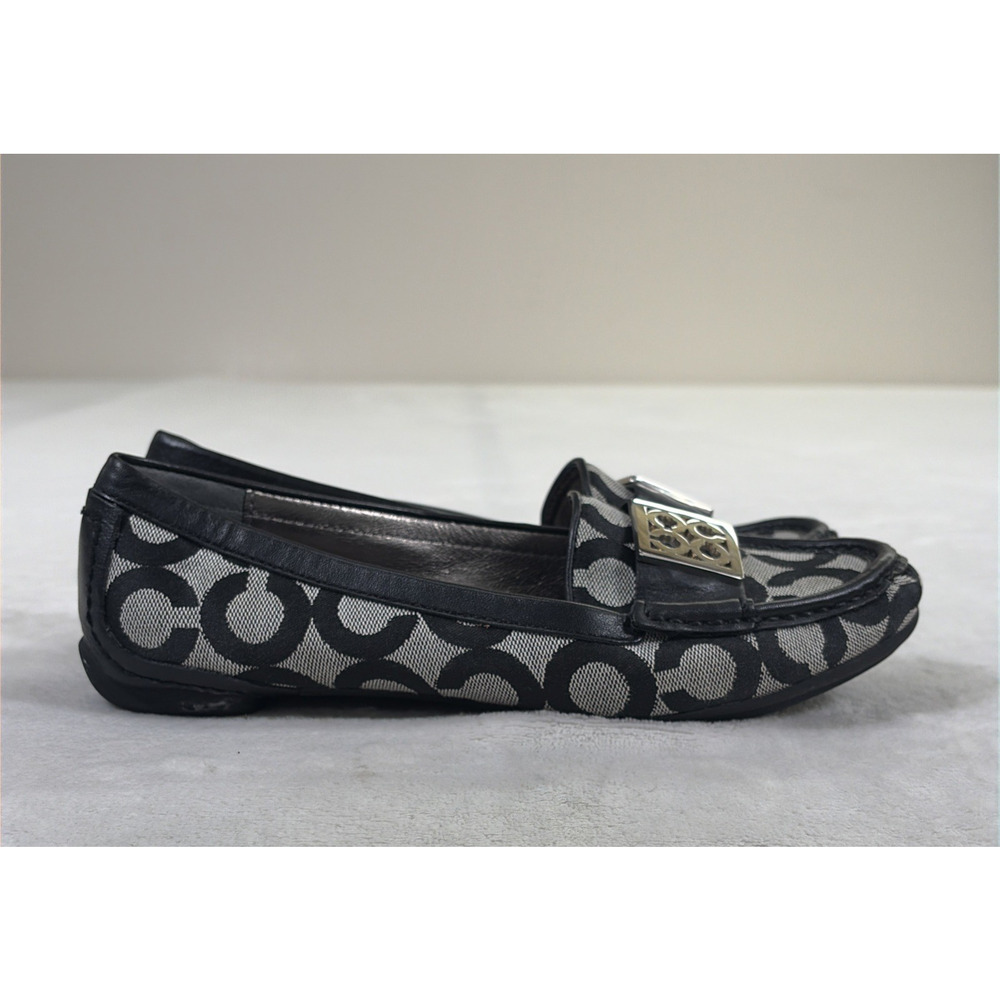 Coach Sid Signature C Black Jacquard Leather Loafer Driving Moc Women’s Size 6.5 - Picture 7 of 14